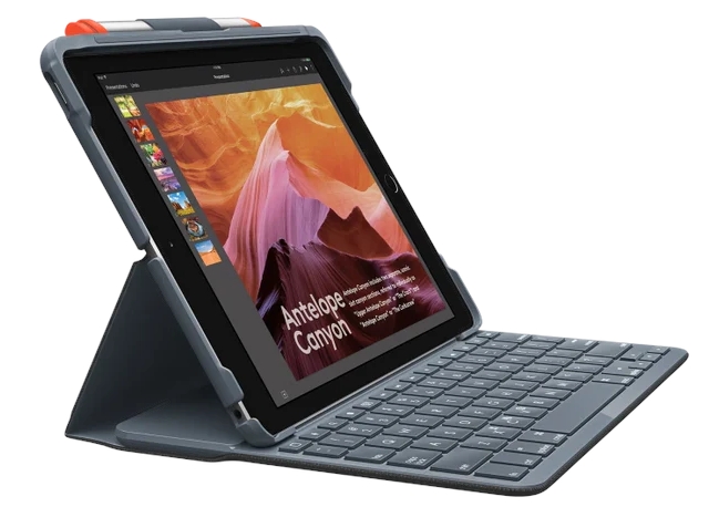 Logitech Slim Folio Tastatur-Case Apple iPad 5. + 6. Gen.